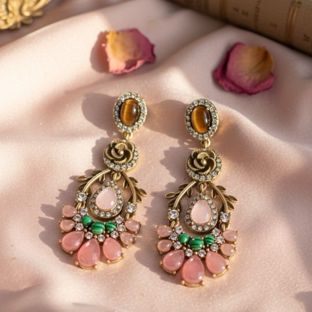 🆕 Statement earrings with semi-precious cherry quartz- 🆕 🥳